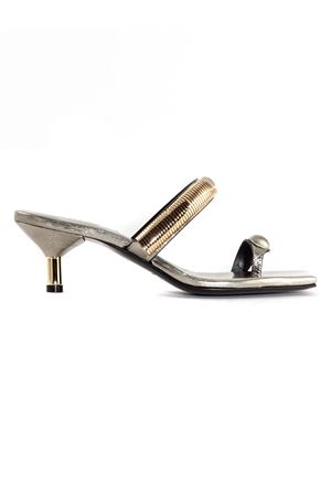 Silver-tone metallic leather sandal DONNARI | DC07GBOHEME